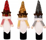 Set de 3 decoratiuni de Craciun pentru sticlele de vin Vpoofree, multicolor, textil, 40 x 17 cm
