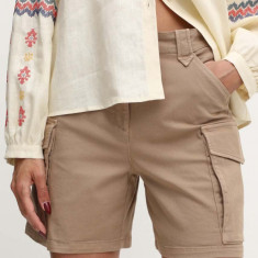 MAX&Co. pantaloni scurti x FATMA MOSTAFA femei, culoarea maro, neted, high waist, 2418141012200
