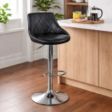 Scaun de bucatarie/bar, Artool, Kast, rotativ, piele ecologica neagra, picior metal argintiu, 45.5x48.5x85-105 cm