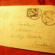 Carte Postala 1924 cu 50 bani marca fixa circ.Seletin (reg.Cernauti) la Iacobeni