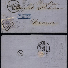 Belgium 1869 Postal History Rare Cover + Content Gand to Namur D.1034