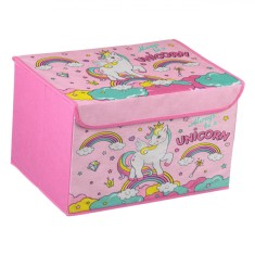 Cutie de depozitare textile pentru copii cu capac, Unicorn, 40x30x25cm foto