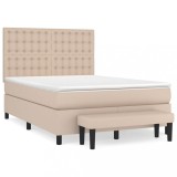 Cumpara ieftin Pat box spring cu saltea, cappuccino, 140x200cm piele ecologica