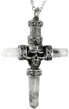 Cumpara ieftin Colier cu pandantiv gotic cu craniu pe cruce OIDEA, 55 cm - RESIGILAT