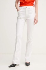 Sisley pantaloni femei, culoarea alb, drept, high waist, 49MALF05G