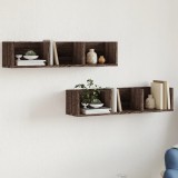 vidaXL Dulapuri Perete Stejar Maro 2 buc, 75x18x16.5cm, Lemn prelucrat, Rafturi suspendate, Depozitare Living