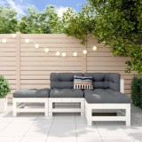 Cumpara ieftin Set mobilier relaxare de grădină, 4 piese, alb, lemn masiv pin