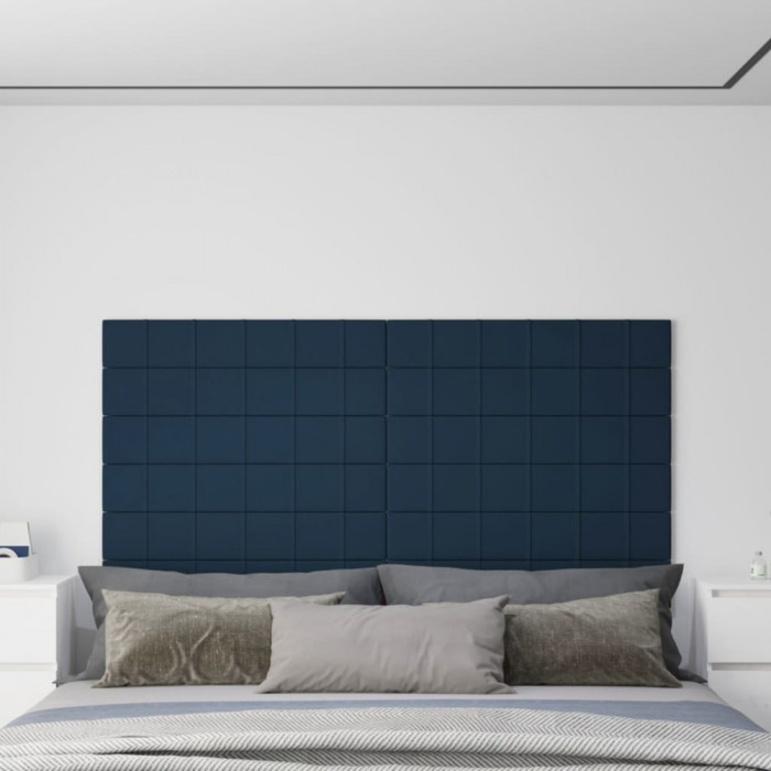 Panouri de perete 12 buc. albastru 90x15 cm catifea 1,62 m&sup2; GartenMobel Dekor