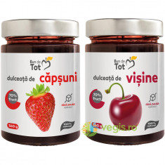 Pachet Dulceata de Capsuni fara Zahar 360g + Dulceata de Visine fara Zahar 360g