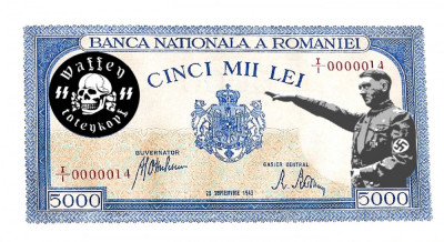 WW2 bancnota fantezie 5000 lei 1943 foto