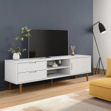 Dulap TV &bdquo;MOLDE&rdquo; alb, 158x40x49 cm, lemn masiv de pin GartenMobel Dekor, vidaXL