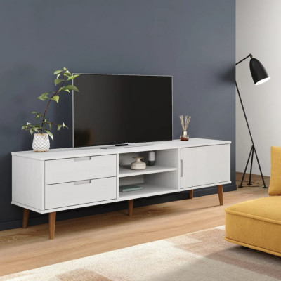 Dulap TV &amp;bdquo;MOLDE&amp;rdquo; alb, 158x40x49 cm, lemn masiv de pin GartenMobel Dekor foto