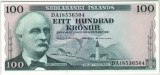 Islanda 1961 - 100 kronur, necirculata