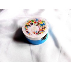 Cutie cu fluturi si flori viu colorate, cutie rotunda 39883