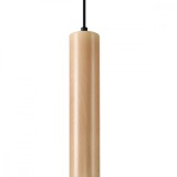 Lampă Suspendată Lino Lemn Natural 1 Bec Tub Scandinav De Interior