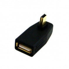 Adaptor OTG mini USB 5 pini la mufa USB 2.0, in unghi 90 grade foto