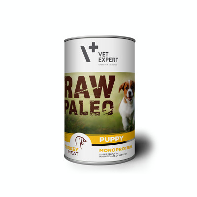 Hrana umeda pentru caini, RAW PALEO Puppy, conserva monoproteica, carne de curcan, 400 g AnimaPet MegaFood foto