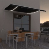 vidaXL Copertină automată cu senzor v&acirc;nt &amp; LED, antracit, 400x350 cm