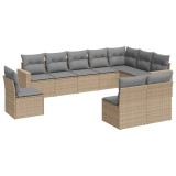 Cumpara ieftin Set canapele de gradina cu perne, 10 piese, bej, poliratan