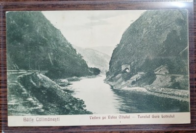 Carte postala - Baile Calimanesti: Vedere pe Valea Oltului-Tunelul Gura Lotrului foto