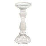 Suport tip sfesnic pentru lumanare,lemn,alb,10x24cm