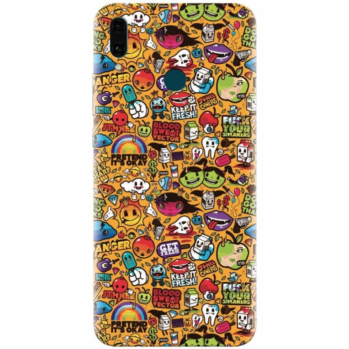 Husa silicon pentru Huawei Y9 2019, Colorful Sticker Illustrations