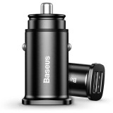 INCARCATOR AUTO Baseus Metal, QC3.0, 2 x USB, total output 30W, pt. bricheta auto, negru &quot;CCALL-DS01&quot; (timbru verde 0.18 lei) - 6953156284180
