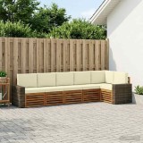 vidaXL Set canapea sectională 6 piese lemn acacia Natural Crem mobilier gradina