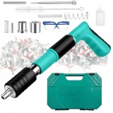 Cumpara ieftin Pistol manual pentru batut cuie in beton, otel si lemn, reglaj putere, 100 cuie incluse, valiza transport si accesorii protectie