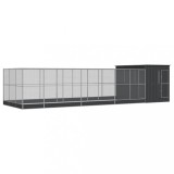 Cumpara ieftin Voliera Pasari Argintie 911x303x216cm Otel Galvanizat + Extensie, Colivie Mare Papagali, Perusi, Animale Mici, Usa Blocabila