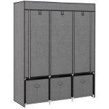 HOMCOM Șifonier din P&acirc;nză, Garderob Pliabil cu Rafturi și Sertare, Uși care se Rulează cu Fermoar, 125x43x162.5 cm, Gri | Aosom Romania