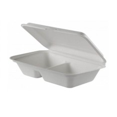Cutie Meniu Biodegradabila, 1000 ml, 50 Buc/Set, Doua Compartimente, Trestie de Zahar, Cutie Meniu Biodegradabila din Trestie de Zahar, Cutie Meniu Bi foto