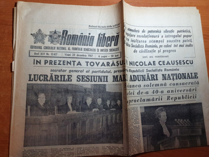 romania libera 25 decembrie 1987-marea adunare nationala,elena ceausescu