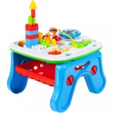 Masuta Interactiva 2 in 1 cu Volan, Telefon, Tableta de Scris si Lego. Jucarie Copii, Activitati Educative si Distractive