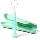 BabyOno Be Active Suction Baby Spoon linguriță + husă Green 6 m+ 1 buc