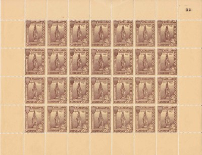 Catalonia 1937 colita-Spania razboiul civil,em. locala Rafael mcoli de 28,MNH foto