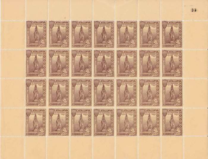 Catalonia 1937 colita-Spania razboiul civil,em. locala Rafael mcoli de 28,MNH