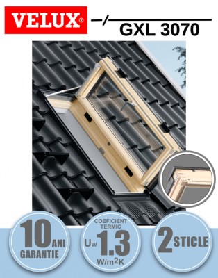 Fereastra mansarda Velux GXL 3070, acces acoperis, lemn de pin, 2 sticle, 66x118 foto