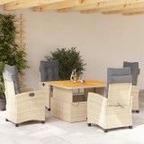 VidaXL Set mobilier de grădină cu perne, 5 piese, bej, poliratan