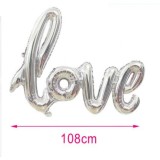 Balon din folie PartyGo Love, 108cm, argintiu