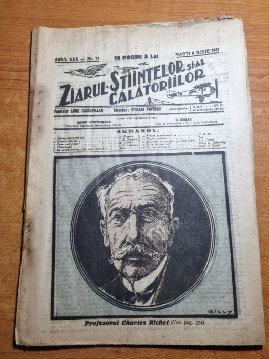 ziarul stiintelor si al calatoriilor 5 iunie 1926-profesorul charles richet