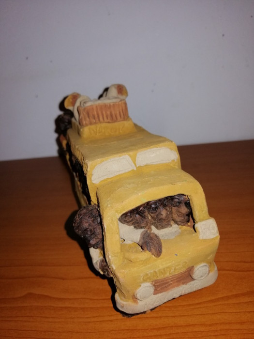 Arta Africa africana minibus cu figurine ceramica handmade Safari Kenya Narok