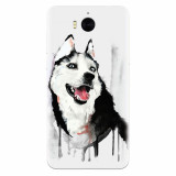 Husa silicon pentru Huawei Y6 2017, Husky Dog Watercolor Illustration