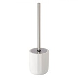 Perie WC Ceramica Alb-Argintiu, 38cm, Maner Metalic Inox, Suport Baie Elegant, Design Modern