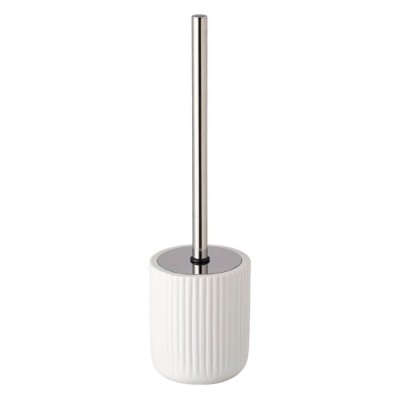 Perie WC Ceramica, Model Alb-Argintiu, Inaltime 38 cm, Maner Metalic foto