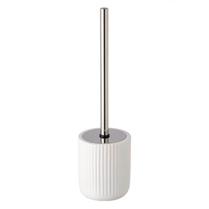 Perie WC Ceramica, Model Alb-Argintiu, Inaltime 38 cm, Maner Metalic