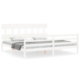 Cumpara ieftin Cadru pat cu tablie 200x200 cm, alb, lemn masiv