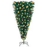 Brad Crăciun artificial pre-iluminat inversat, globuri, 150 cm