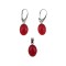Set argint cu agate rosii ovale 14x10 MM