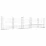 Cumpara ieftin Cos gabion in forma de U cu 6 stalpi, 620x20x150 cm, fier